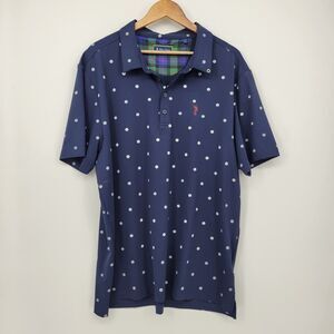 William Murray Golf Polo Shirt Blue Polka Dot Lightweight Breathable XL Mens